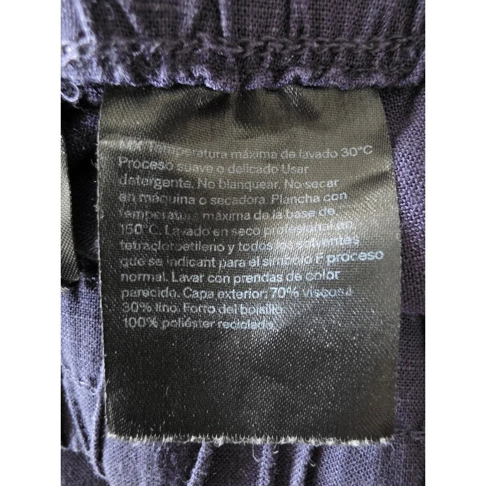 H&M Women XXL Dark Blue Linen Blend Casual Pants Trousers Slacks Wide-Leg